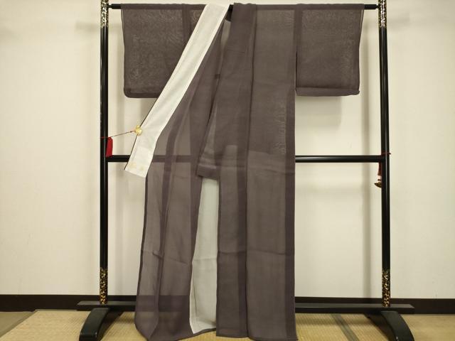 平和屋着物＊夏物 絹芭蕉 小紋 紗 菱文 正絹 逸品 AABA5536sx