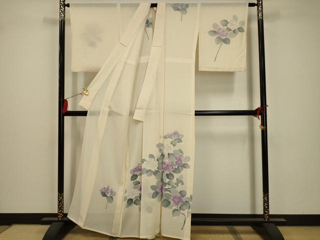 平和屋着物＊夏物 訪問着 絽 紫陽花 銀彩 正絹 逸品 AABA5538sx