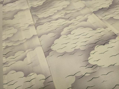 平和屋着物＊夏物 小紋 絽 飛鶴風景文 暈し染め 正絹 逸品 AABA5542sx