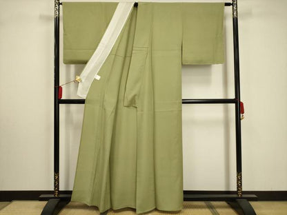 平和屋着物＊夏物 色無地 絽 若葉色 正絹 逸品 未使用 AABA5546sx