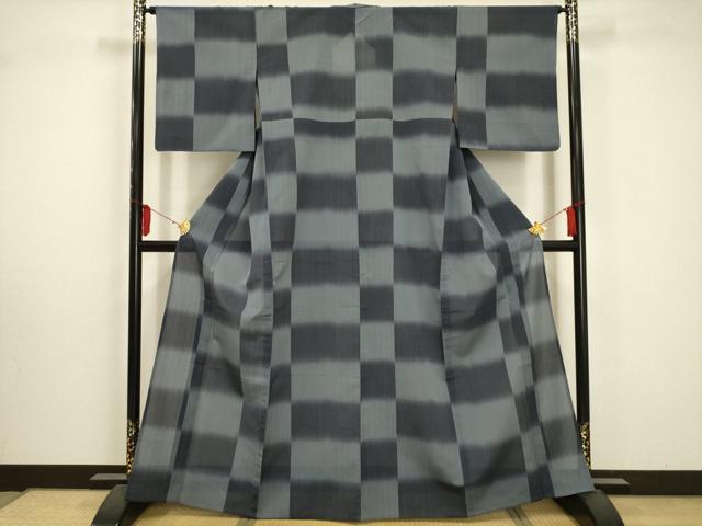 平和屋着物＊夏物 明石ちぢみ 変わり市松文様 やまと誂製 正絹 逸品 AABA5549sx