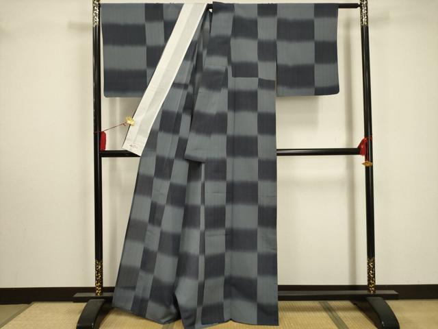 平和屋着物＊夏物 明石ちぢみ 変わり市松文様 やまと誂製 正絹 逸品 AABA5549sx