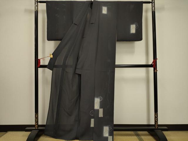 平和屋着物＊夏物 訪問着 変わり絽 雪輪重ね 藍墨茶色 暈し染め 金銀彩 正絹 逸品 AABA5551sx