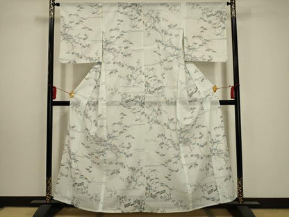 平和屋着物＊夏物 小紋 絽 風景文 洗える着物 AABA5557sx