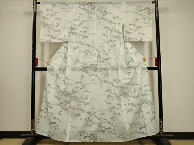 平和屋着物＊夏物 小紋 絽 風景文 洗える着物 AABA5557sx