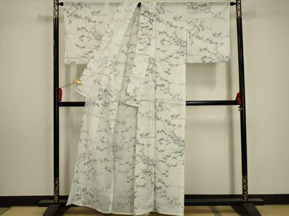 平和屋着物＊夏物 小紋 絽 風景文 洗える着物 AABA5557sx