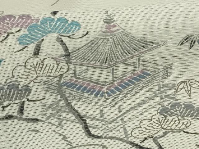 平和屋着物＊夏物 小紋 絽 風景文 洗える着物 AABA5557sx