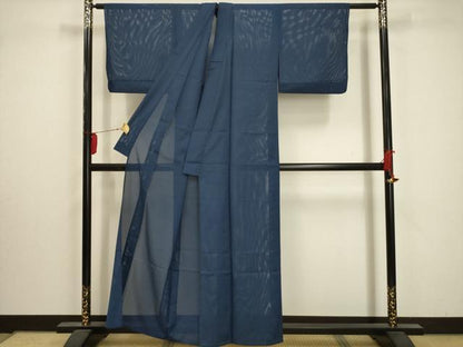 平和屋着物＊夏物 色無地 絽 青藍色 洗える着物 AABA5560sx