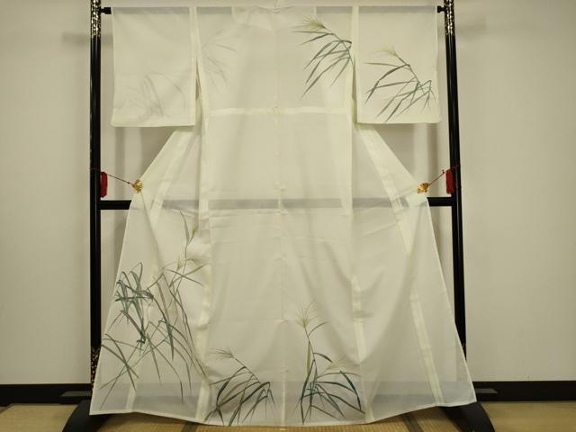 平和屋着物＊夏物　訪問着　絽　芒　銀彩　洗える着物　AABA5562sx