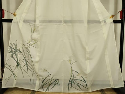 平和屋着物＊夏物　訪問着　絽　芒　銀彩　洗える着物　AABA5562sx
