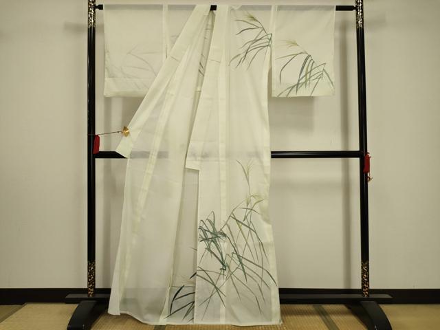 平和屋着物＊夏物　訪問着　絽　芒　銀彩　洗える着物　AABA5562sx