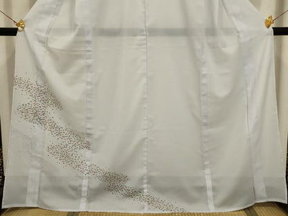 平和屋着物＊夏物 訪問着 絽 流水文 銀彩 洗える着物 AABA5563sx