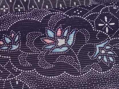 平和屋着物＊夏物 小紋 絽 雲取り更紗花文 洗える着物 AABA5566sx