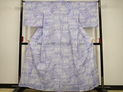 平和屋着物＊夏物 小紋 絽 風景文 洗える着物 AABA5567sx