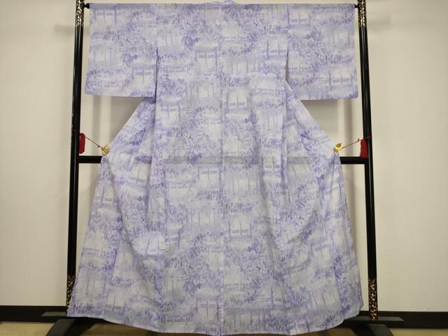 平和屋着物＊夏物 小紋 絽 風景文 洗える着物 AABA5567sx
