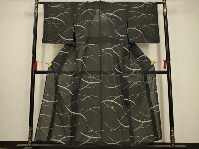 平和屋着物＊夏物 小紋 絽 露芝文 洗える着物 AABA5569sx