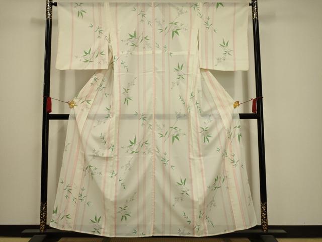 平和屋着物＊夏物 小紋 絽 枝花文 洗える着物 AABA5570sx