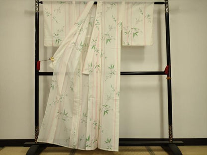 平和屋着物＊夏物 小紋 絽 枝花文 洗える着物 AABA5570sx