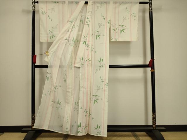 平和屋着物＊夏物 小紋 絽 枝花文 洗える着物 AABA5570sx