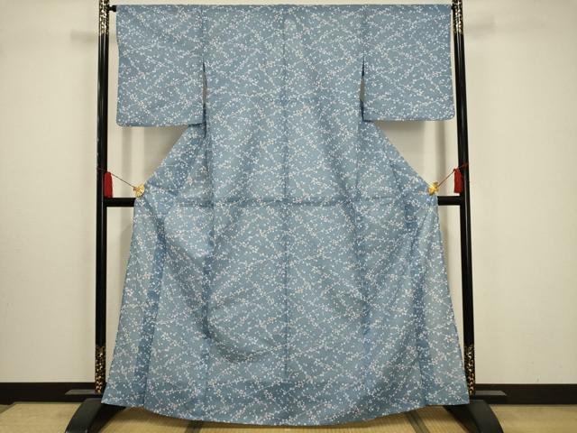 平和屋着物＊夏物 小紋 絽 枝花文 洗える着物 AABA5571sx