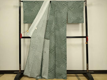 平和屋着物＊夏物 小紋 絽 渦巻き 洗える着物 AABA5573sx