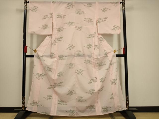 平和屋着物＊夏物 小紋 絽 風景文 洗える着物 AABA5574sx