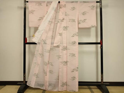 平和屋着物＊夏物 小紋 絽 風景文 洗える着物 AABA5574sx
