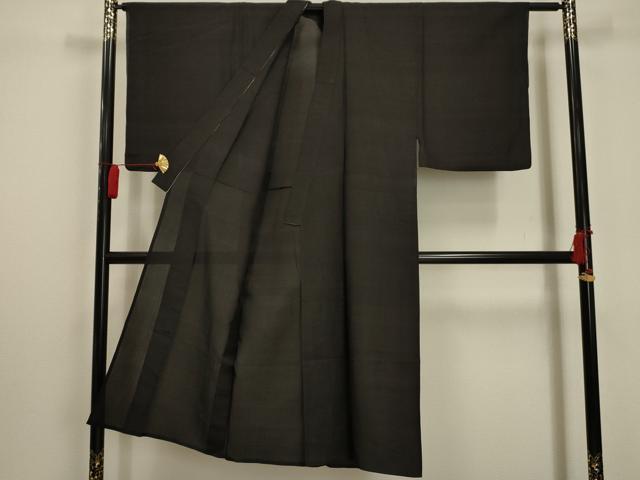 平和屋着物＊夏物 男性 小紋 紗 黒地 正絹 逸品 AABA5577sx