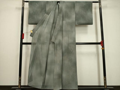 平和屋着物＊夏物 小紋 絽 枝葉文 暈し染め 大丸扱い 正絹 逸品 AABA5580sx