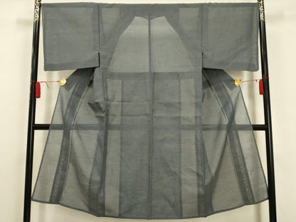 平和屋着物＊夏物　男性　本塩沢　夏塩沢　100亀甲　総詰め　反端付き　正絹　逸品　AABA5585sx