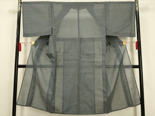 平和屋着物＊夏物　男性　本塩沢　夏塩沢　100亀甲　総詰め　反端付き　正絹　逸品　AABA5585sx