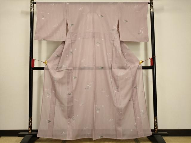 平和屋着物＊夏物 小紋 絽 草花文 洗える着物 AABA5589sx
