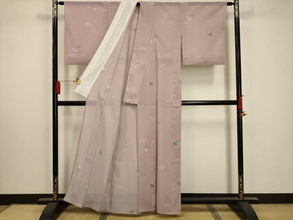 平和屋着物＊夏物 小紋 絽 草花文 洗える着物 AABA5589sx
