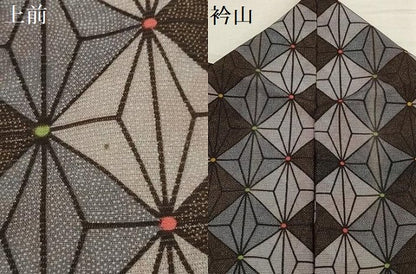 平和屋着物＊夏物 小紋 絽 麻の葉文様 洗える着物 AABA5592sx