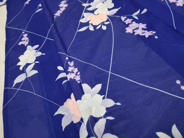 平和屋着物＊夏物 小紋 絽 草花文 洗える着物 AABA5593sx
