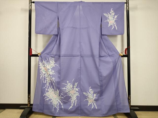 平和屋着物＊夏物 訪問着 絽 草花文 洗える着物 AABA5597sx