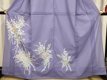 平和屋着物＊夏物 訪問着 絽 草花文 洗える着物 AABA5597sx