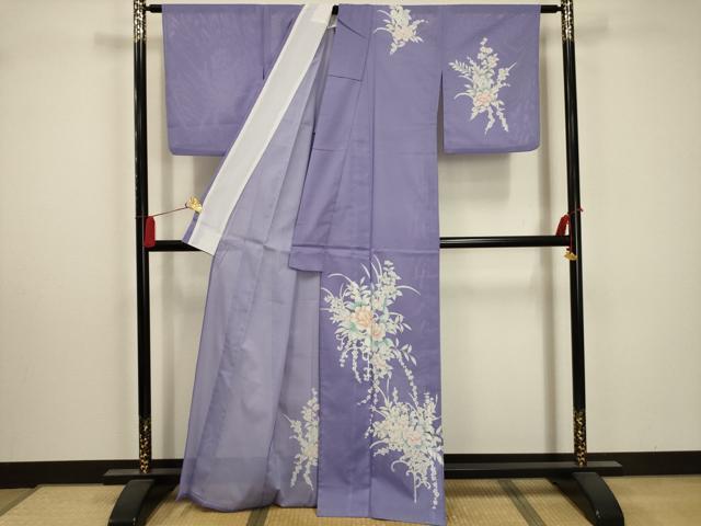 平和屋着物＊夏物 訪問着 絽 草花文 洗える着物 AABA5597sx