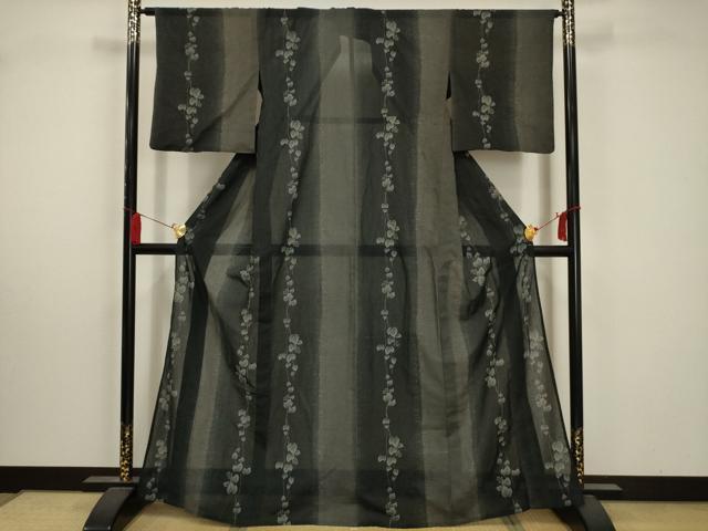 平和屋着物＊夏物 小紋 紗 南天文 洗える着物 AABA5599sx