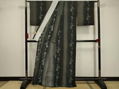 平和屋着物＊夏物 小紋 紗 南天文 洗える着物 AABA5599sx