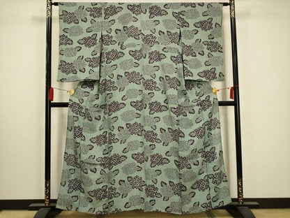 平和屋着物＊夏物 アンティーク 大正ロマン 小紋 絽 紫陽花 正絹 逸品 AABA5606sx