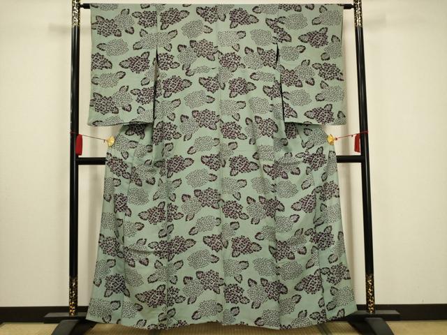 平和屋着物＊夏物 アンティーク 大正ロマン 小紋 絽 紫陽花 正絹 逸品 AABA5606sx