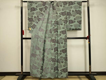平和屋着物＊夏物 アンティーク 大正ロマン 小紋 絽 紫陽花 正絹 逸品 AABA5606sx