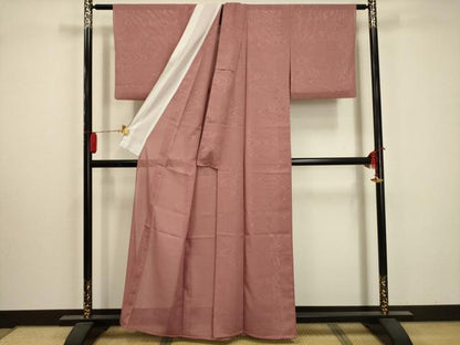 平和屋着物＊夏物 色無地 絽 流水文紗 退紅色 洗える着物 未使用 AABA5608sx
