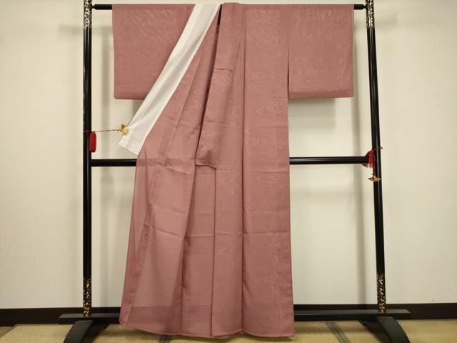 平和屋着物＊夏物 色無地 絽 流水文紗 退紅色 洗える着物 未使用 AABA5608sx