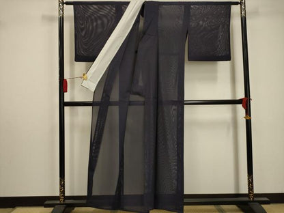 平和屋着物＊夏物 色無地 絽 深紫色 洗える着物 AABA5609sx