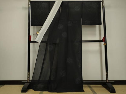 平和屋着物＊夏物　小紋　紗　花丸文　正絹　逸品　AABA5611sx