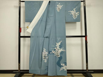 平和屋着物＊夏物 訪問着 絽 流水花文 正絹 逸品 AABA5612sx