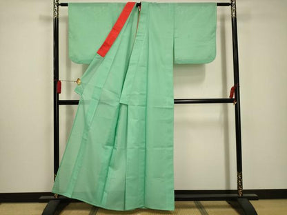 平和屋着物＊夏物　色無地　絽　薄浅葱色　洗える着物　AABA5616sx