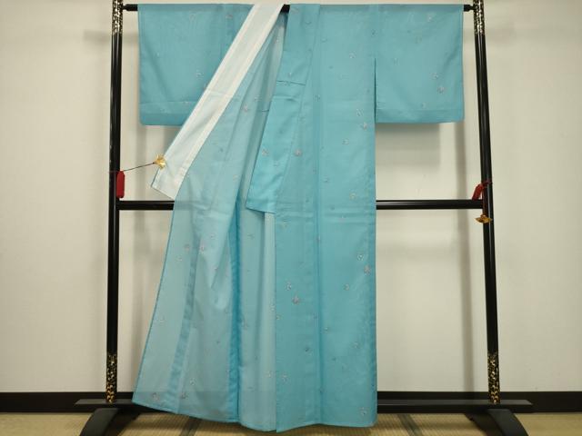 平和屋着物＊夏物 小紋 絽 草花文 洗える着物 AABA5619sx